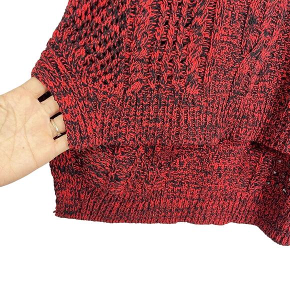 Express Sweater Cable Knit Women Sz S Red Black Oversized Slouchy Long Sleeve - Picture 4 of 10
